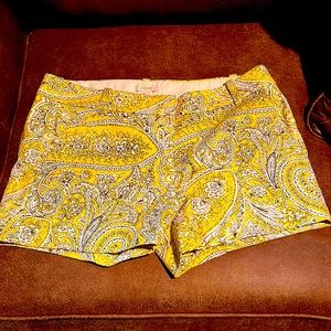 JCrew Yellow paisley shorts